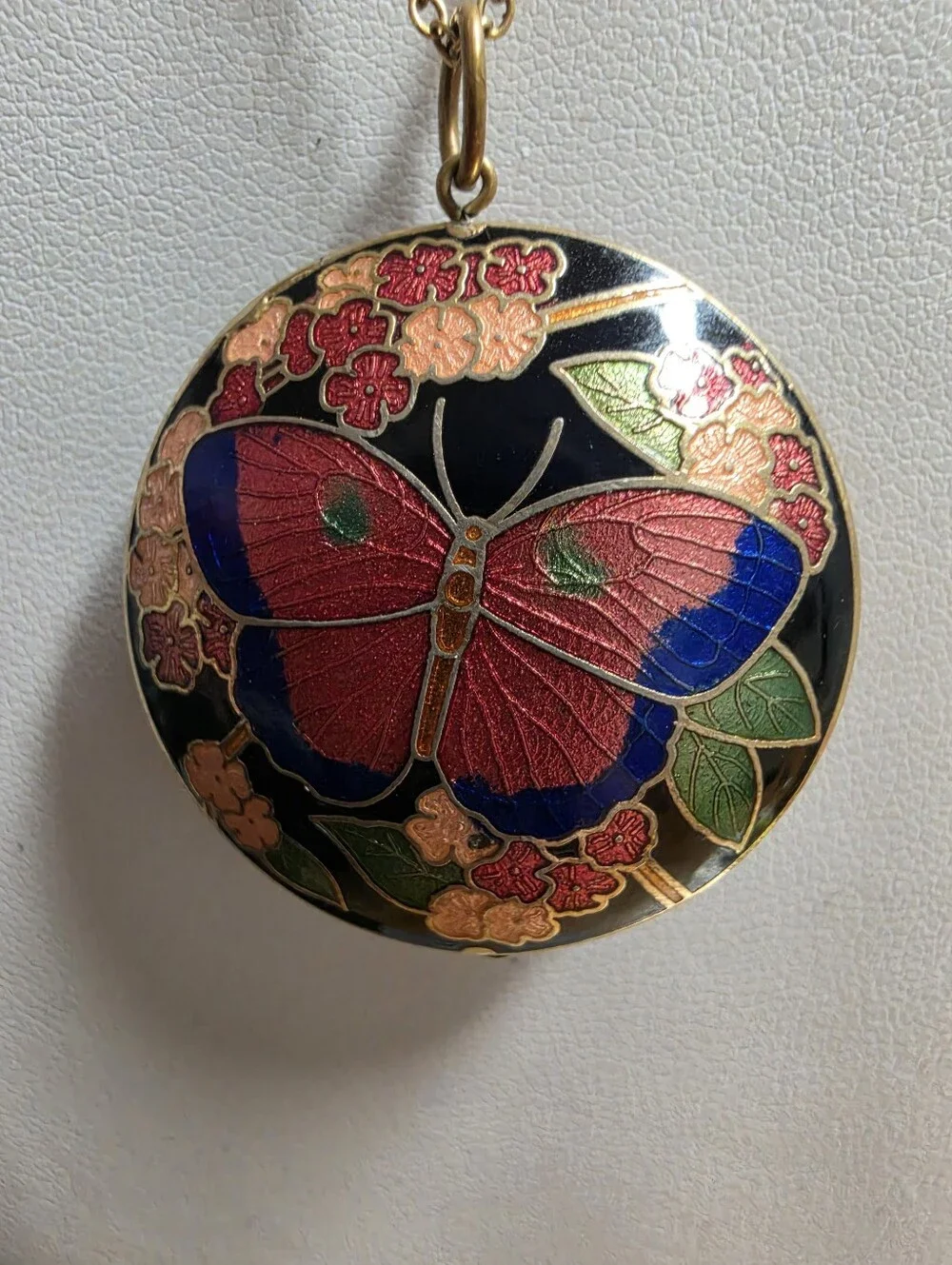 Cloisonne Butterfly Pendant Necklace